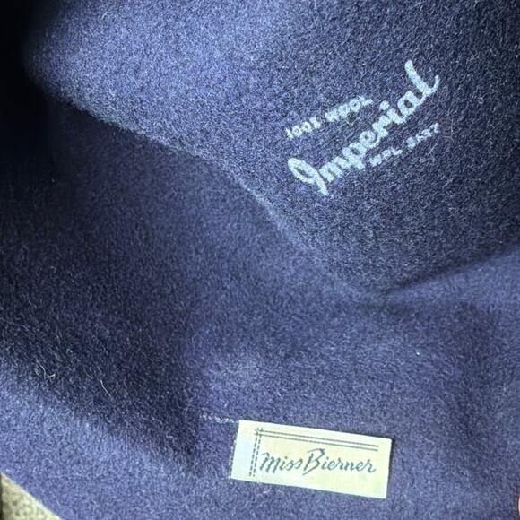 Vintage Wool Fedora Hat Navy Blue Feather Accent Classic Retro Style Imperial - Picture 5 of 7